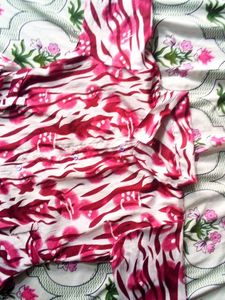 Stylish Maroon &amp; White High- Low Flared Shirt Dres