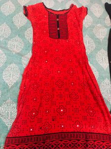 Red Black Kurti Legi