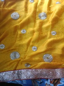Gold Embellished Saree with Blouse