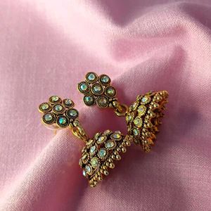 Gold-Toned Jhumka Earrings – A Touch of Royalty