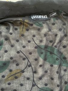 Sassafras Black Polka Dot Sheer Button-Up