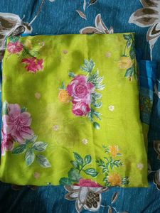 Elegant Floral Green Saree