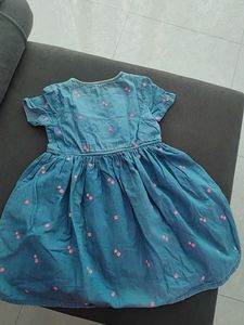 Girls&#39; Blue Denim Flower Dress
