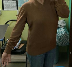 Brown V-Neck Knit Sweater(unisex)