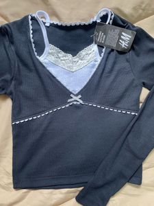 Lace Trim Bow Tie Crop Top