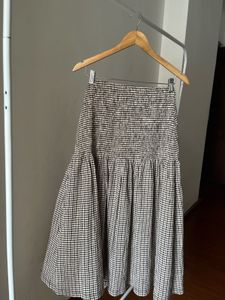MNG Beige &amp; Black Gingham Checked A-line Skirt