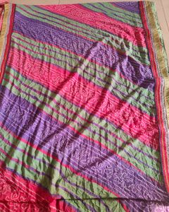 Green,Pink &amp; Lavender Bandhej Saree