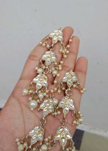 Pearl Kundan Earrings &amp; tika