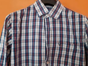 allen solly 39 pure cotton blue check formal shirt