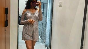Sparkly Cold Shoulder Romper