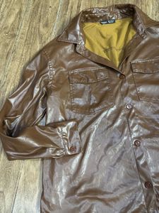 Brown Faux Leather Shirt