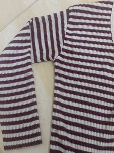 Purple With White Lined Sweater