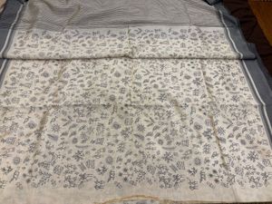 Linen Blend Saree - Grey