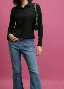 Black Slim fit Classic Casual  Shirt For Women