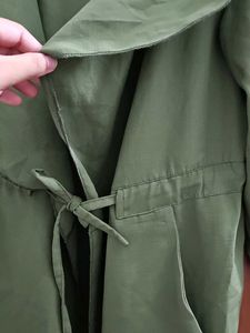 Olive drawstring trench coat style shrug