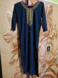 Embroidered Navy Blue Kurti