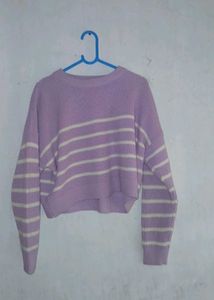 Lilac Striped Knit Sweater
