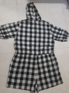 Checked Hooded Playsuit