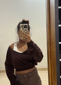Brown Off-Shoulder Top