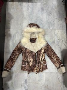 Leopard Print Leather* Fur Jacket