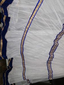 White &amp; Blue Lehnga Skirt With Gota Patti Work
