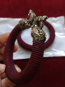 Maroon Peacock Kada Set