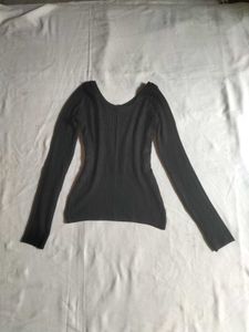 Black Ribbed Fitted Top