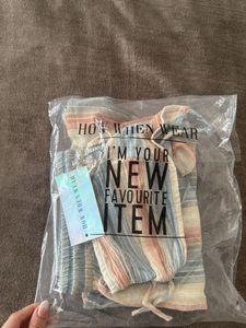 HWW, Textured Stripe Crop Top and Shorts Co-Ord