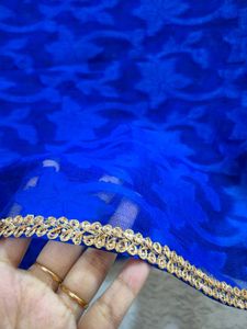 Royal Blue and white saree