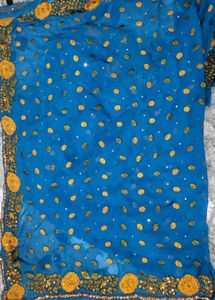 Blue Embellished Saree