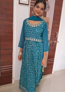 Blue~Green 3piece kurta set(Size~L)