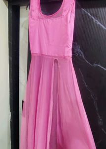Pink Maxi Dress with Thigh Slit
