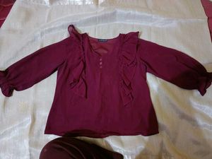 Elegant Maroon Ruffle Top
