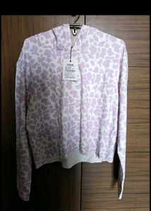 Lilac Cow Print Cropped Hoodie