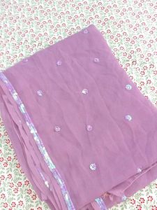 ✨ Lavender Georgette Saree with Shimmering Sequins
