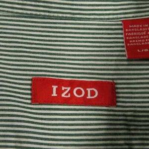 IZOD GREEN VERTICAL STRIPES OLD MONEY SHIRT L (44)