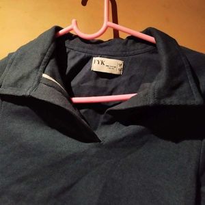 Navy Blue Polo Neck Crop Top