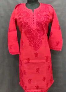 Red Embroidered Kurta