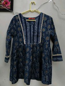 Stylish Blue Printed Short Kurti