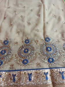 Party Wear Net Zari Work Saree