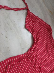 Striped Bodycon Top With Belts On Sleeves