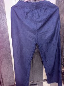 Navy Blue Cropped Linen Pants