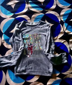 Sparkly Grey Long Sleeve Top