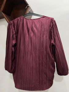 Burgundy Pleated Blouse