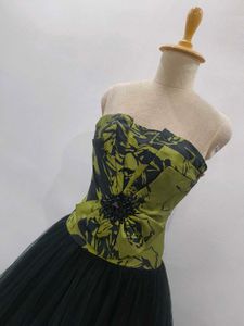 Elegant Green &amp; Black Gown