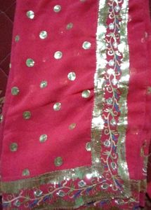 Pink &amp; Gold Sequin Saree