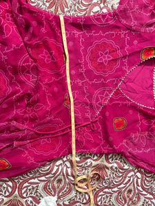 Pink Printed Anarkali Kurta Set | XXL