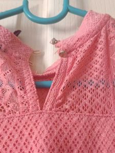 Pink Lace Peplum Top