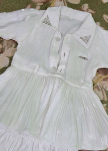 White Pleated Two-Piece Set
