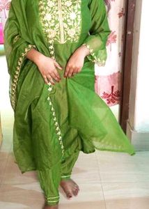 Olive Green Embroidered Salwar Kameez